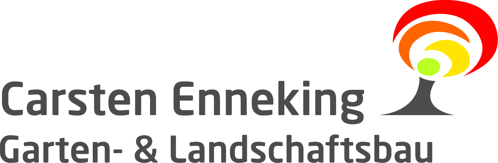 Logo von "Carsten Enneking Garten- & Landschaftsbau" mit buntem, stilisiertem Baum-Symbol.