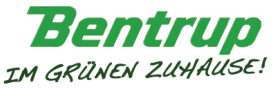 Das Logo zeigt "Bentrup" in grüner Schrift mit dem Slogan "IM GRÜNEN ZUHAUSE!" darunter.